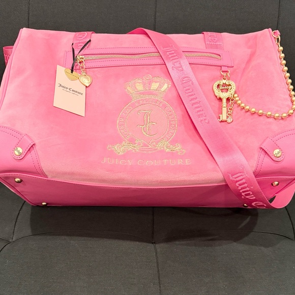 🔑💖 Classic Juicy Lover Weekender Love Potion Pink Velour Duffle Bag - Picture 2 of 16